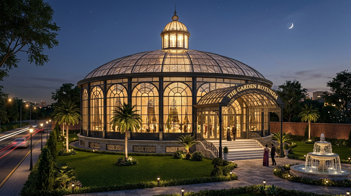 Exterior Nighttime Lawn View
